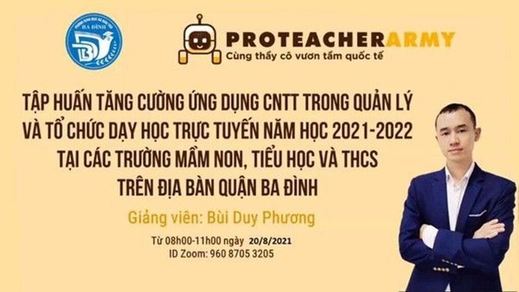 Giáo viên trường THCS Thành Công với chương trình “Tập huấn tăng cường CNTT trong quản lý và tổ chức dạy học trực tuyến năm học 2021-2022 tại các trường mầm non, tiểu học và thcs trên địa bàn quận Ba Đình”.