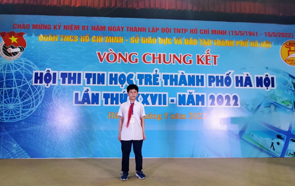 Chúc mừng con Trịnh An Khánh lớp 7A6 đã đạt giải 3 cấp quận Hội thi Tin học trẻ thành phố Hà Nội lần thứ XXVII năm 2022