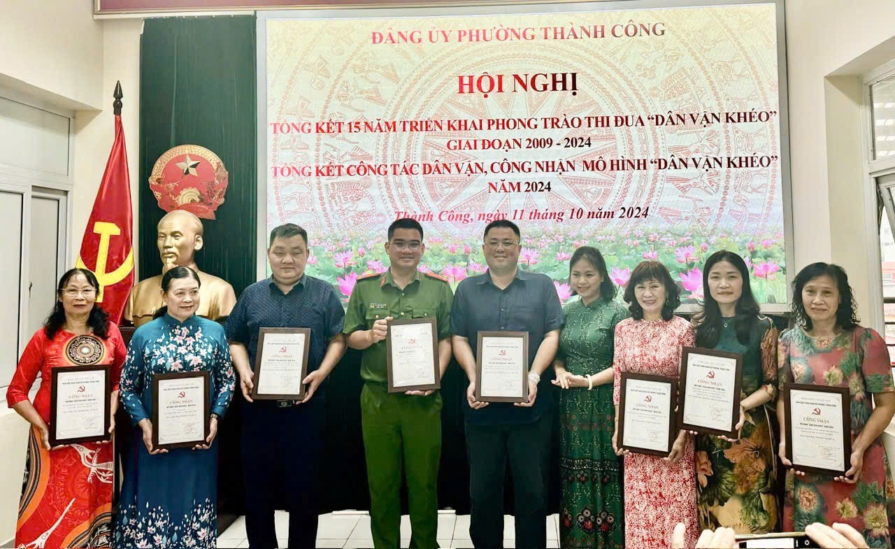 Chi bộ trường THCS Thành Công với các mô hình được Đảng ủy phường Thành Công công nhận trong phong trào “Dân vận khéo” năm 2024