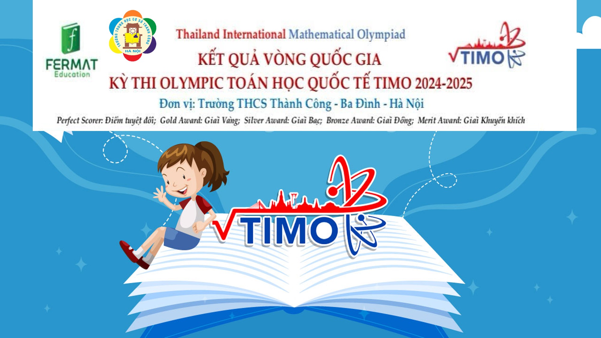 Trường THCS Thành Công (quận Ba Đình) có 5 học sinh xuất sắc đoạt giải Kỳ thi Olympic Toán TIMO cấp Quốc gia.