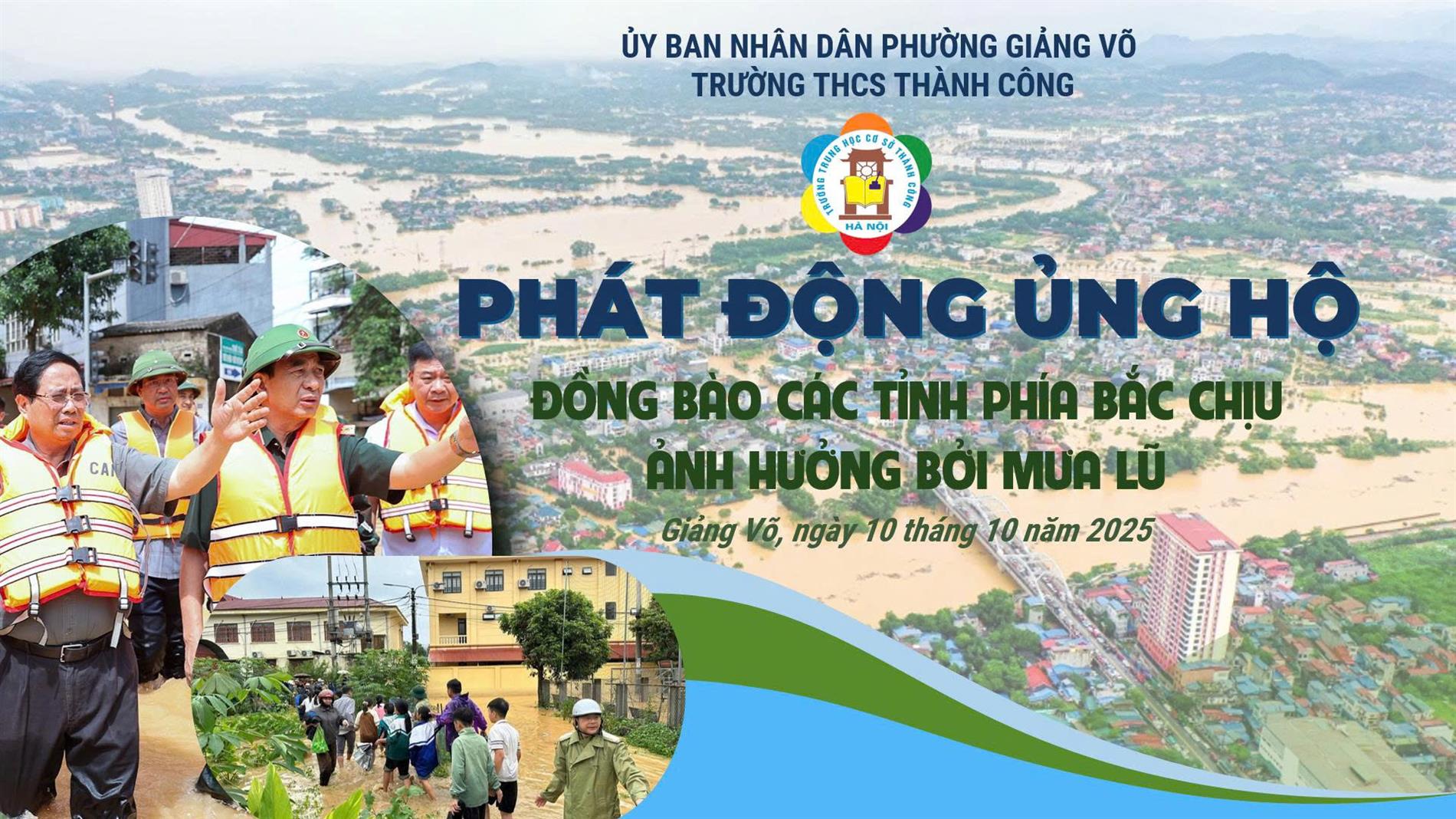 Trường THCS Thành Công phát động ủng hộ đồng bào các tỉnh phía Bắc bị ảnh hưởng do bão số 11 (Matmo)
