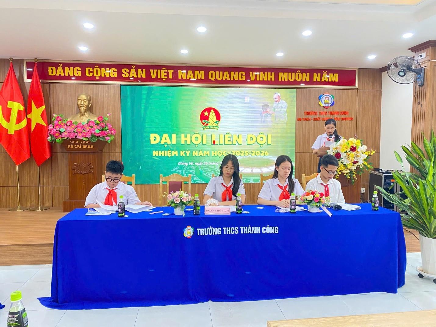 Đại hội Liên đội THCS Thành Công – Nhiệm kỳ 2025–2026: Tự tin – Năng động – Sẵn sàng