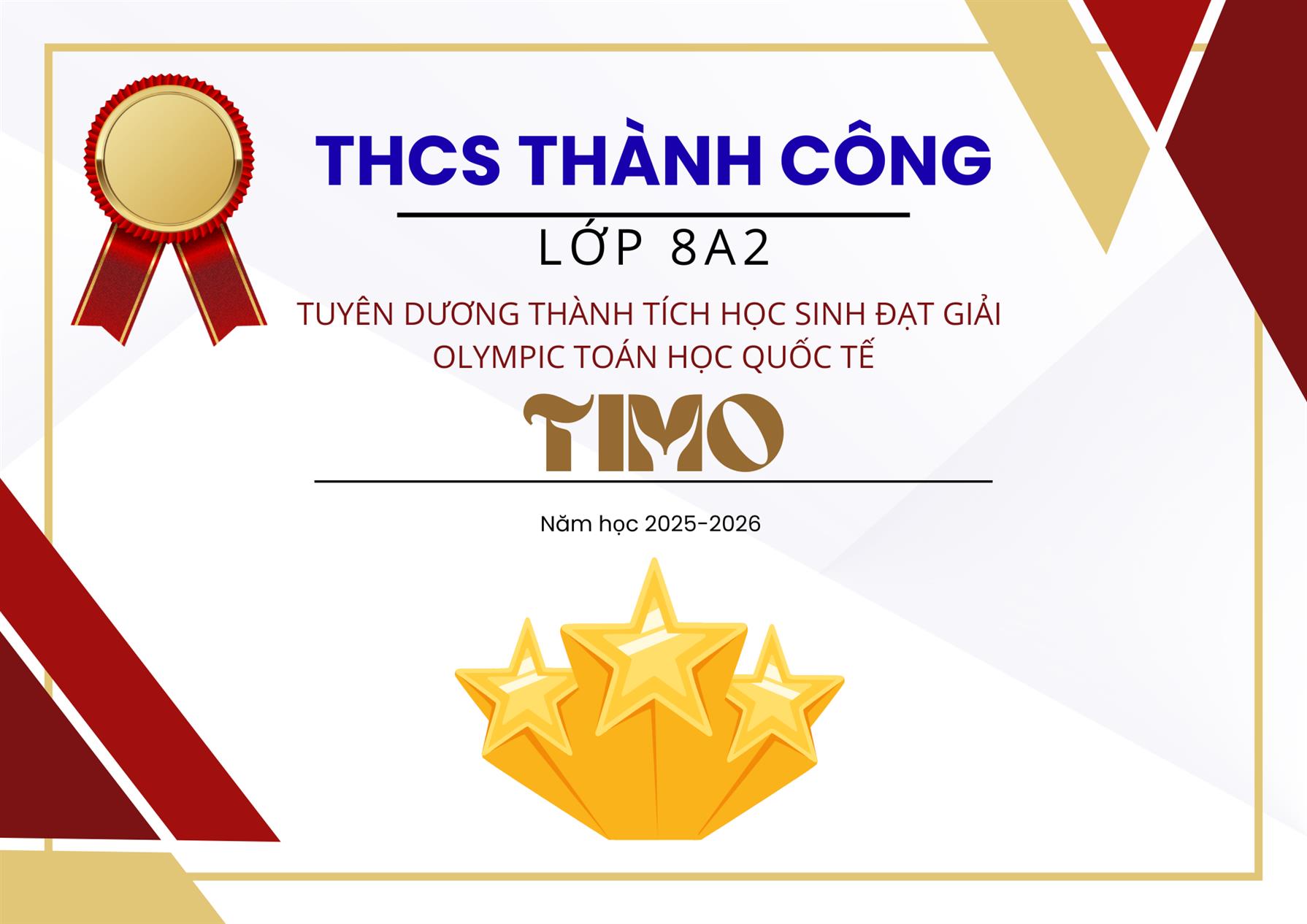 8A2 với thành tích nổi bật trong kì thi Olympic Toán học Quốc tế TiMo
