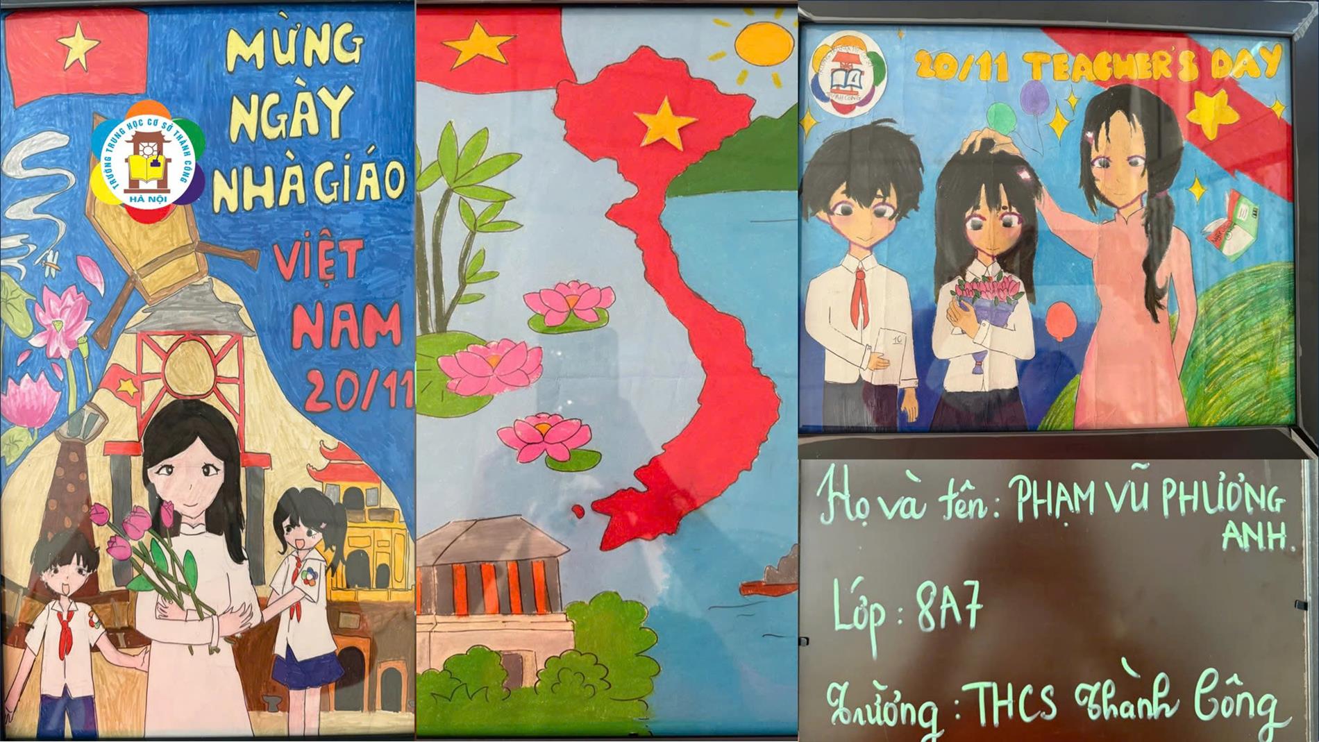 Cảm xúc của học sinh lớp 8A7 về những bức tranh chào mừng ngày 20/11