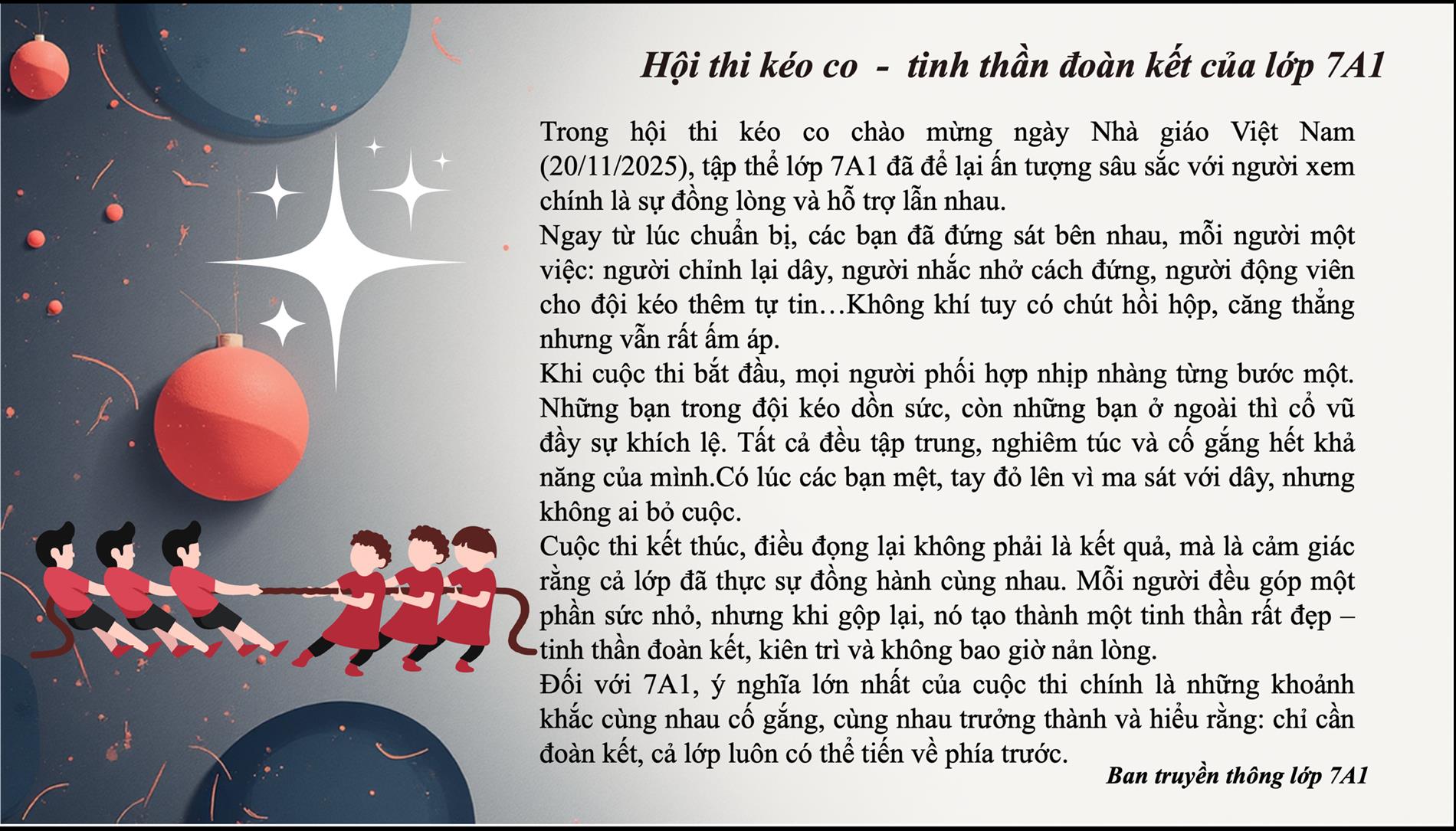 Hội thi kéo co - Tinh thần đoàn kết của lớp 7A1