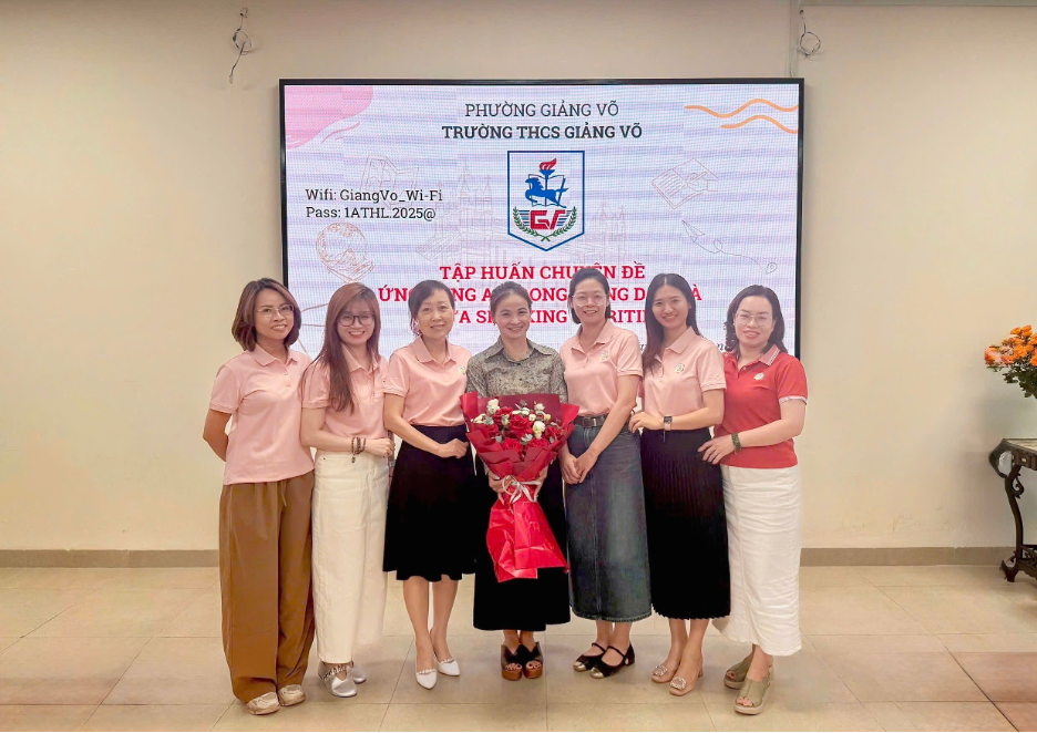 Giáo viên môn Tiếng Anh trường THCS Thành Công với Tập huấn: Ứng dụng AI trong giảng dạy và đánh giá kĩ năng Nói và Viết