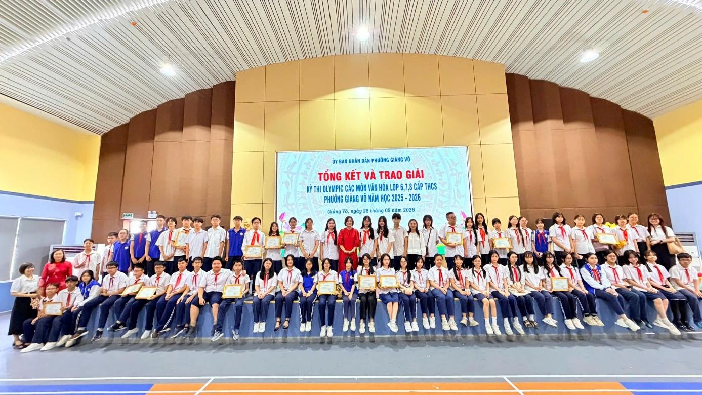 Thầy, trò trường THCS Thành Công đạt thành tích cao trong Kì thi Olympic các môn văn hóa lớp 6,7,8 cấp THCS phường Giảng Võ