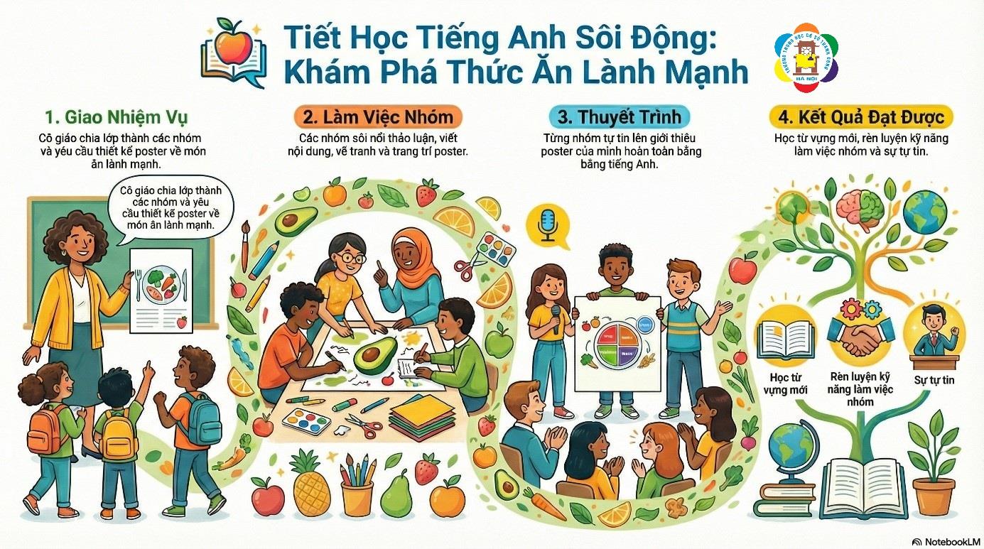 Tiết học tiếng Anh sôi động với chủ đề “Healthy food”