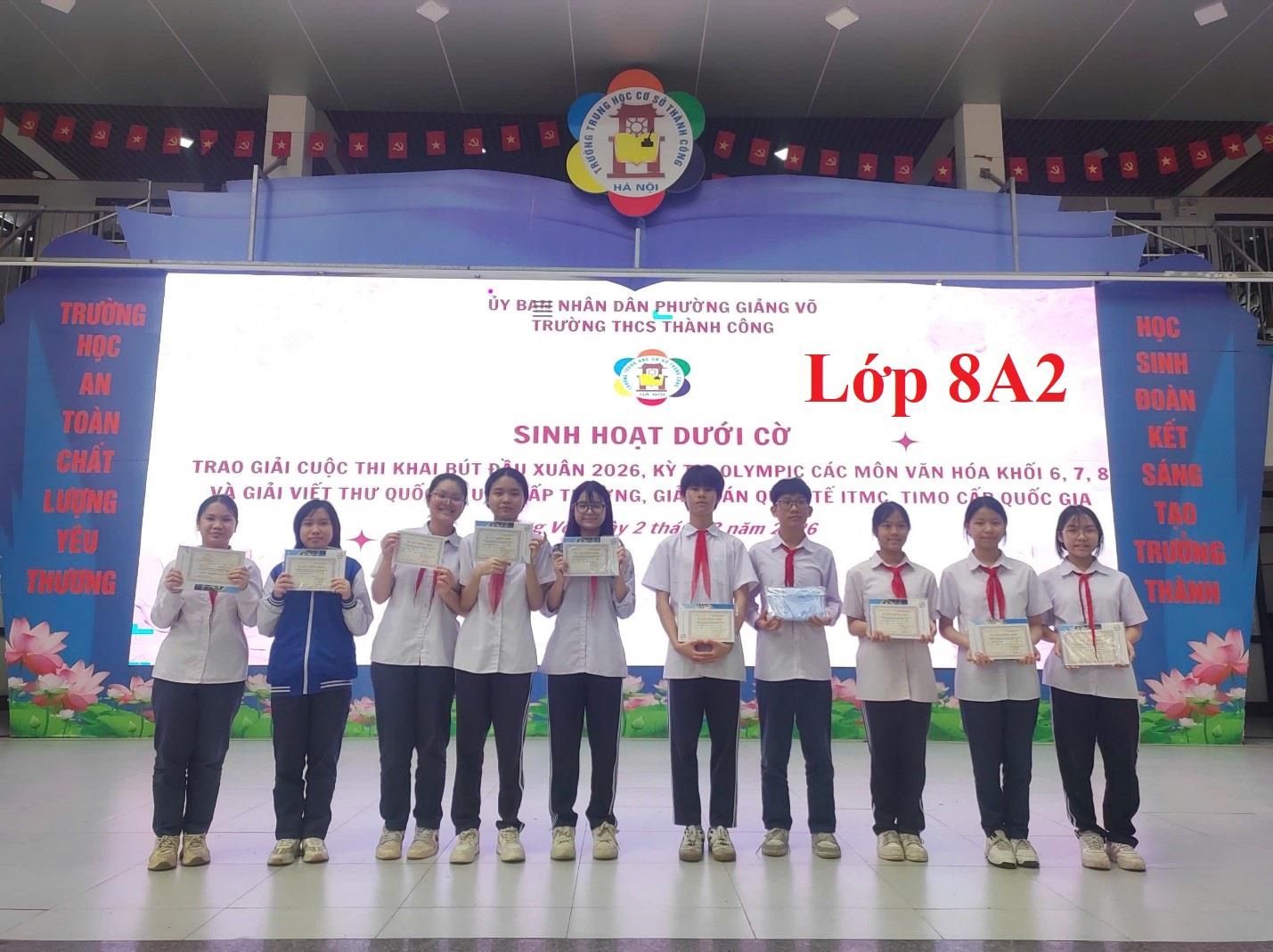 Chúc mừng các học sinh 8A2 đạt giải Ba cuộc thi Olympic cấp trường