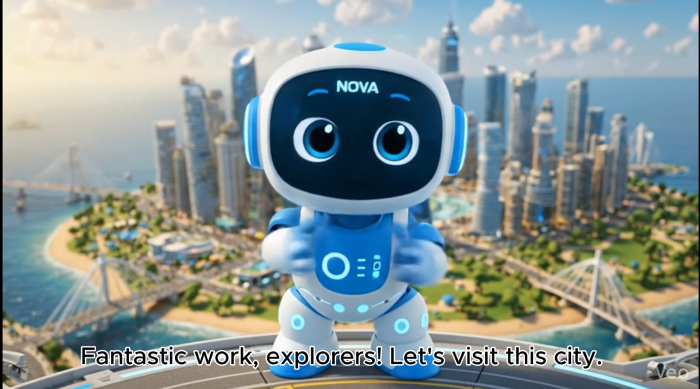 A robot standing on a circle

Description automatically generated