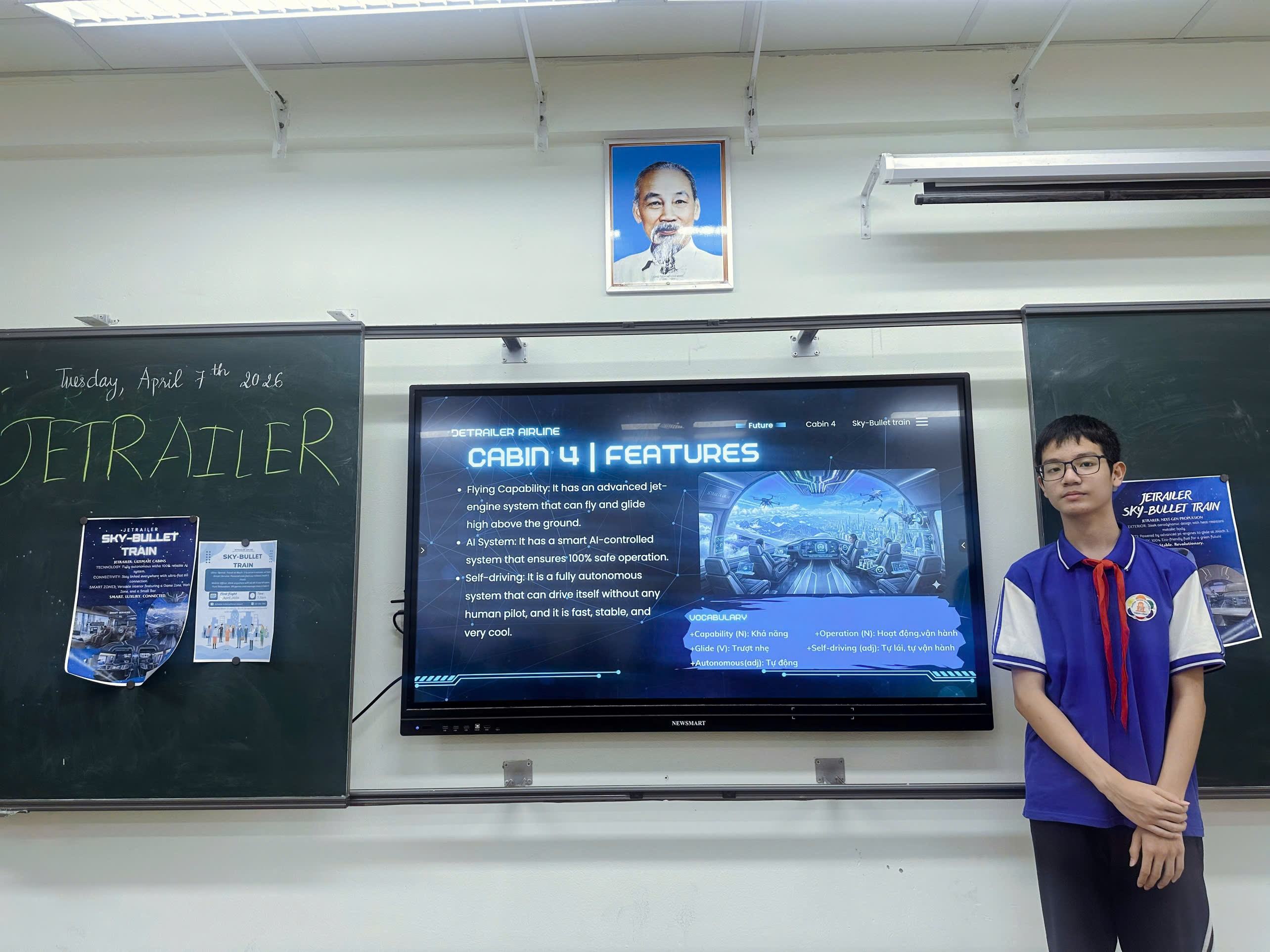 A child standing in front of a screen
Description automatically generated